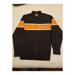 Harley-Davidson Men's Racing LngSlv Blk/Or Button-down shirt